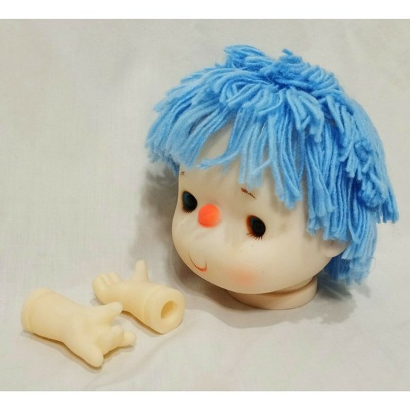 Doll Head Blue Hair with Hands 6" Caucasian out of package - Picture 7 of 9